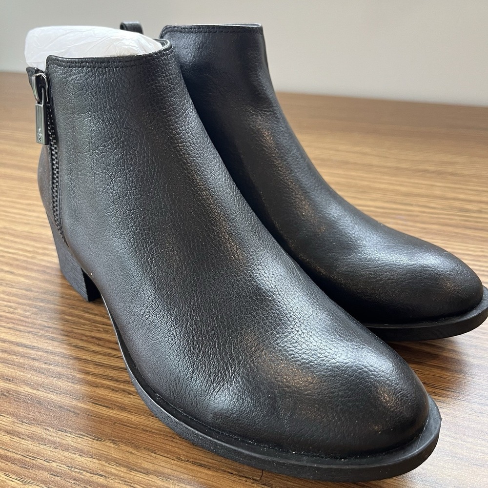 Kenneth Cole Black Leather Ankle Boots Bootie Women's 7.5 Levon Comfort
